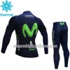 Tenue Maillot M/L + Collant 2017 Movistar Team Enfant Hiver Thermal Fleece N001